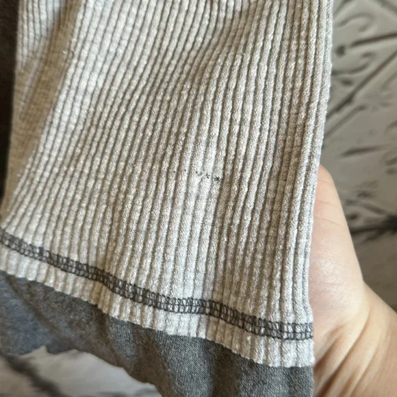 Gray and Cream Hooded Henley Shirt - Picture 3 of 7